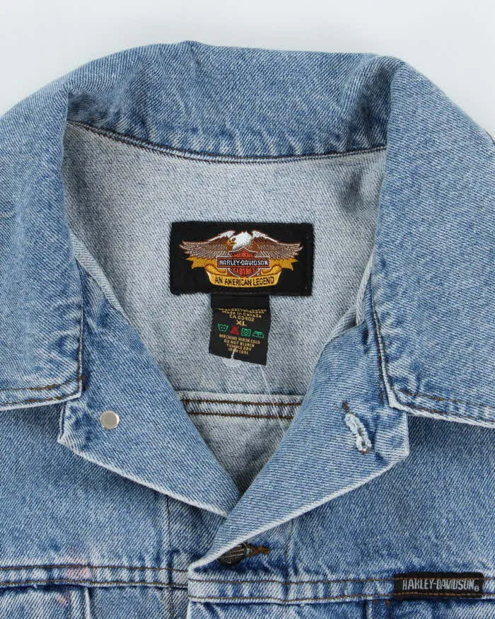 Vintage 90's Harley Davidson Oversized Medium Wash Denim Jacket - XL sold by Rokit product image thumbnail 5