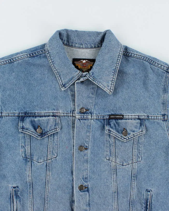 Vintage 90's Harley Davidson Oversized Medium Wash Denim Jacket - XL sold by Rokit product image thumbnail 3