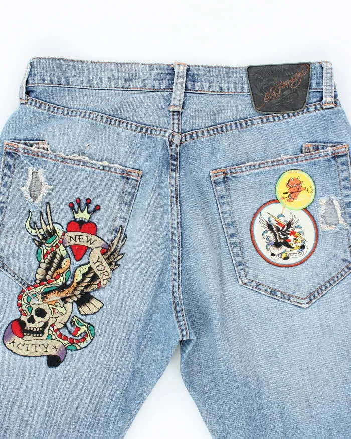 Vintage Y2k 00s Ed Hardy Patchwork Distressed Jeans - W34 L34 sold by Rokit product image thumbnail 4