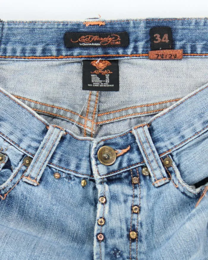 Vintage Y2k 00s Ed Hardy Patchwork Distressed Jeans - W34 L34 sold by Rokit product image thumbnail 5