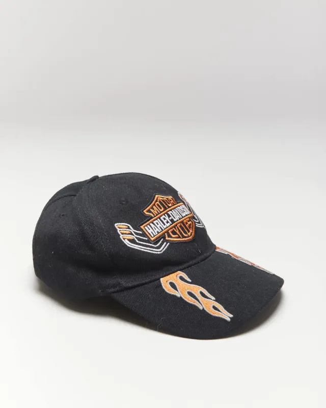 Vintage Y2K Harley Davidson Flame Embroidered Cap - OS sold by Rokit
