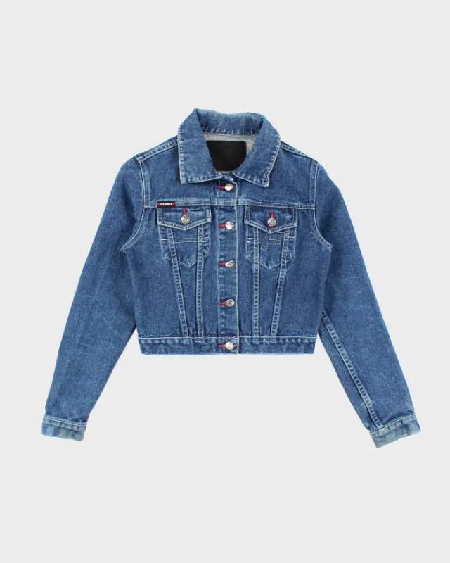 Vintage 90's FUBU Dark Wash Cropped Denim Jacket - S sold by Rokit
