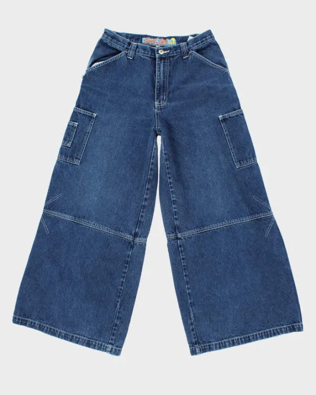 Vintage Y2K Snake Eyes Ultra Wide Leg Dark Wash Denim Jeans - W28 L28 made by Rokit