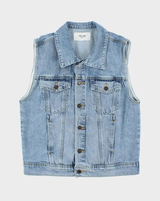 Vintage 2000's Celine Light Wash Denim Gilet - M made by Celine
