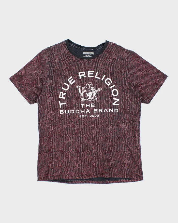Vintage 2000's True Religion Patterned Centre Logo T-Shirt - L sold by Rokit
