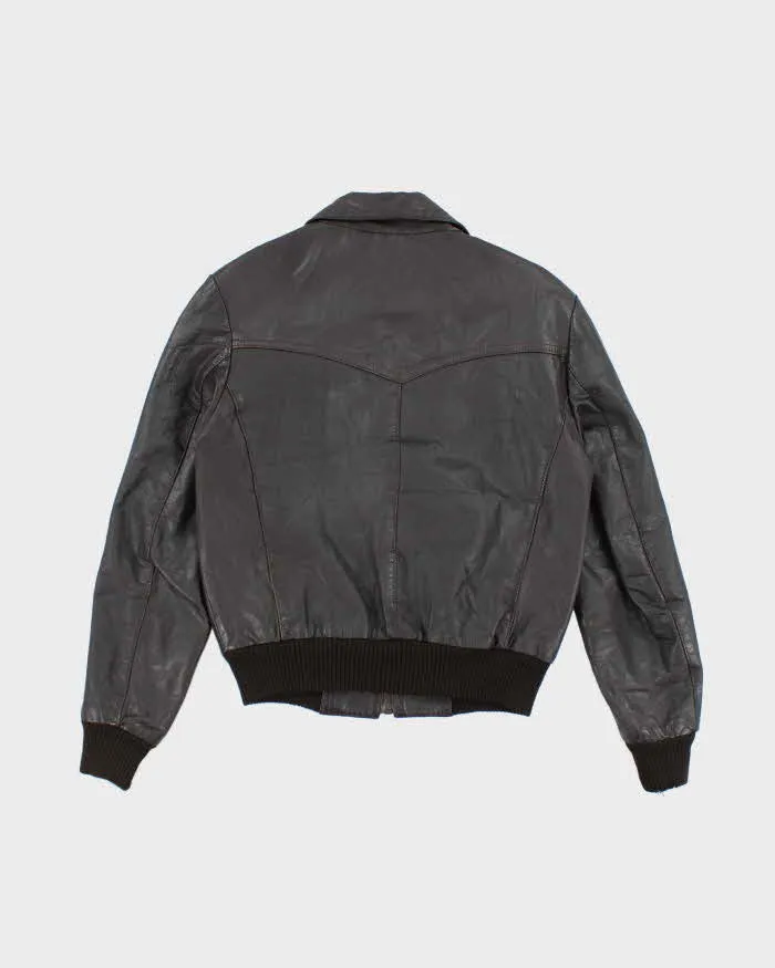 Vintage 80's Cropped Leather Sports Jacket - M sold by Rokit product image thumbnail 2