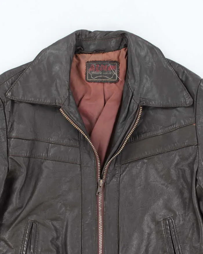 Vintage 80's Cropped Leather Sports Jacket - M sold by Rokit product image thumbnail 3