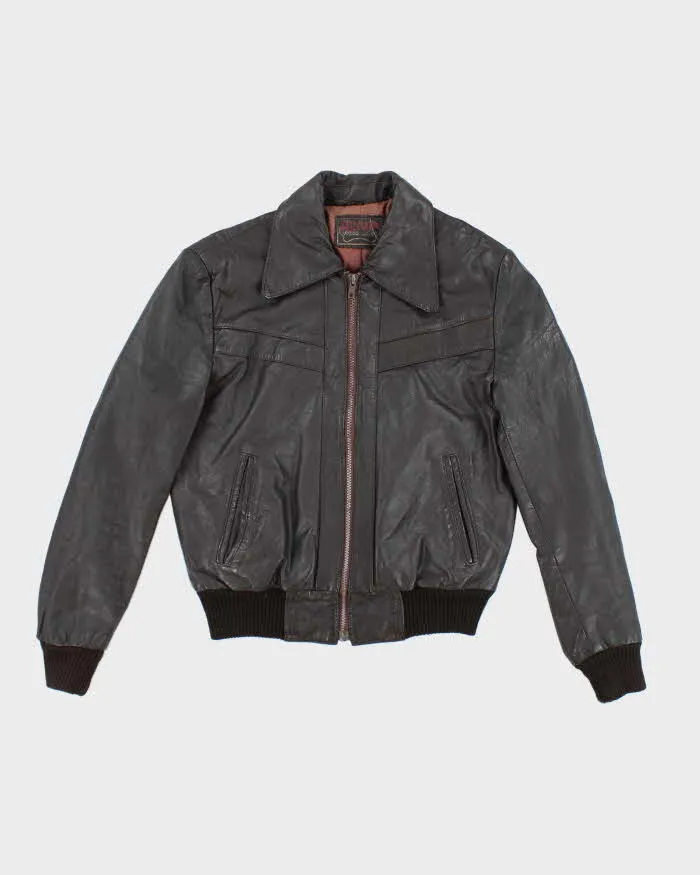 Vintage 80's Cropped Leather Sports Jacket - M sold by Rokit