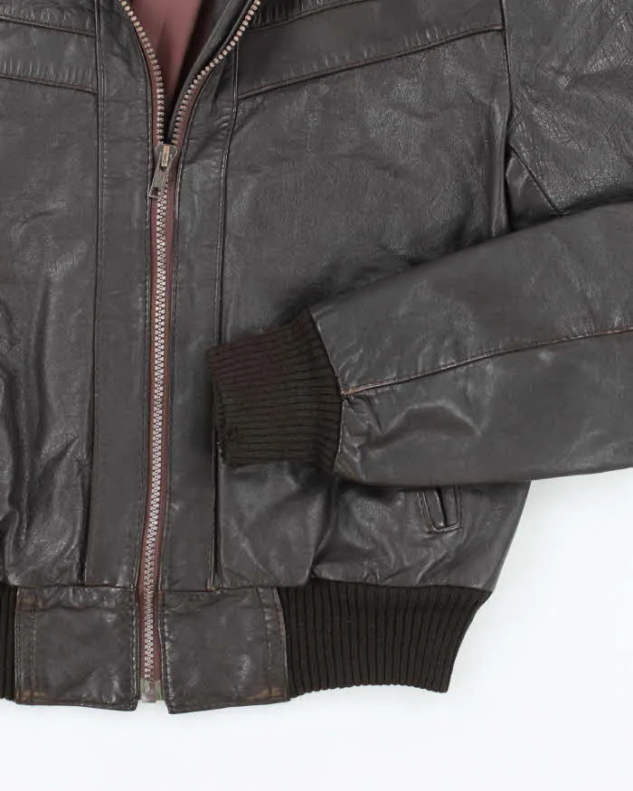 Vintage 80's Cropped Leather Sports Jacket - M sold by Rokit product image thumbnail 4