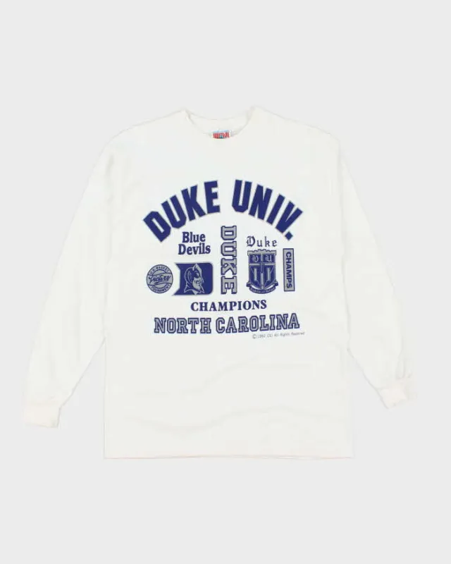 Vintage 90's Duke University Graphic Long Sleeve T-Shirt - M sold by Rokit