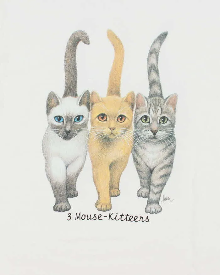 Vintage 90's Three Mouse Cats Graphic T-Shirt - M sold by Rokit product image thumbnail 3