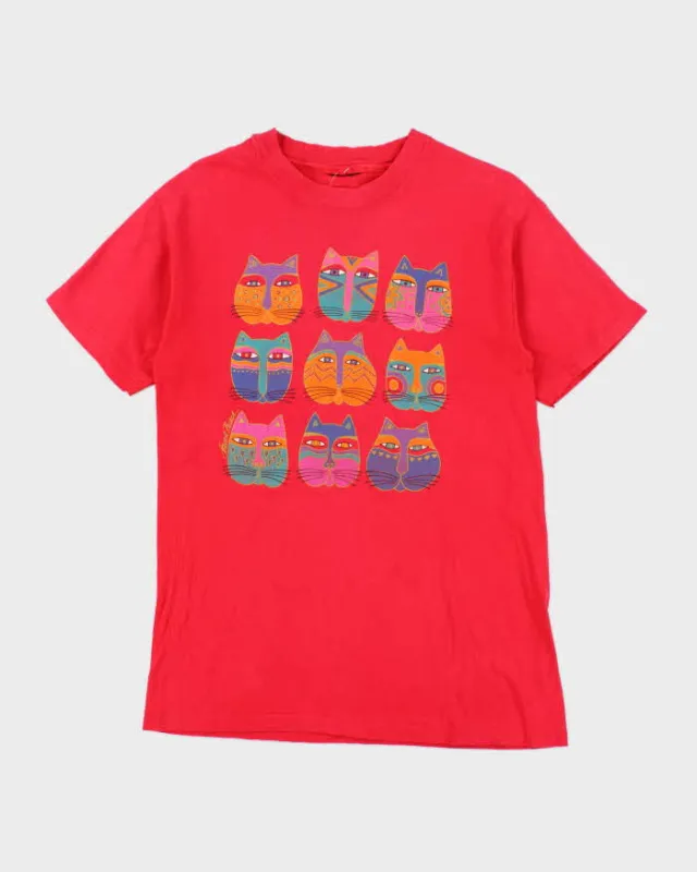 Vintage 90s Cat Single Stitch T-shirt - M sold by Rokit