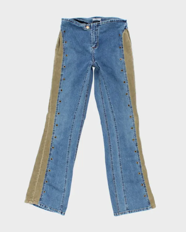 Vintage Y2k 00s Santa Barbra Cord Panel Eyelet Jeans - W28 L31 sold by Rokit