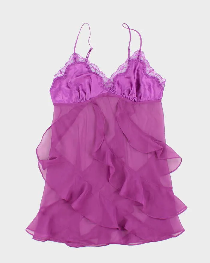 Vintage Y2k 00s La Senza Ruffle Mesh Cami - S sold by Rokit