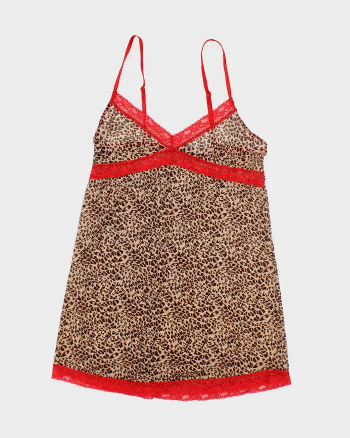 Vintage Y2k 00s Leopard Print Mesh Slip Dress - S sold by Rokit