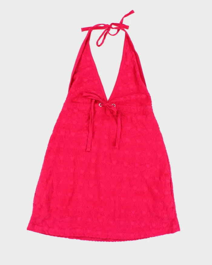 Vintage Y2k 00s Pink Towling Halter Dress - M sold by Rokit