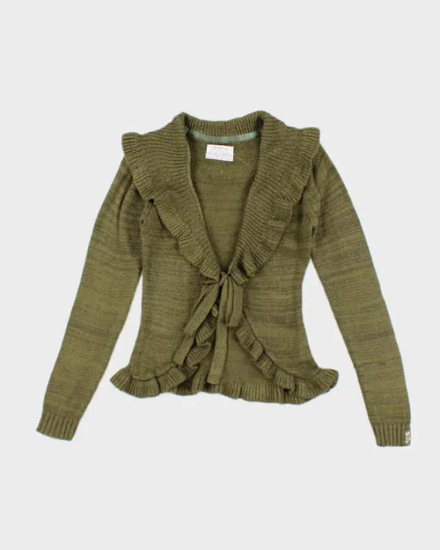 Vintage Y2k 00s Tamoon Wool Blend Ruffle Cardigan - S sold by Rokit