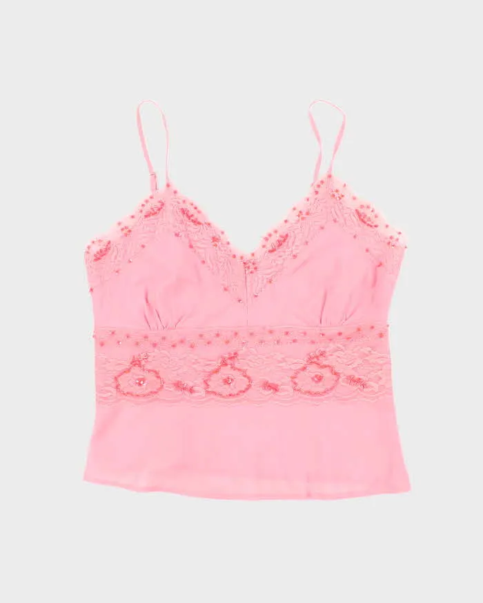 Vintage Y2k 00s Crown Of Hearts Beaded Cami - M sold by Rokit