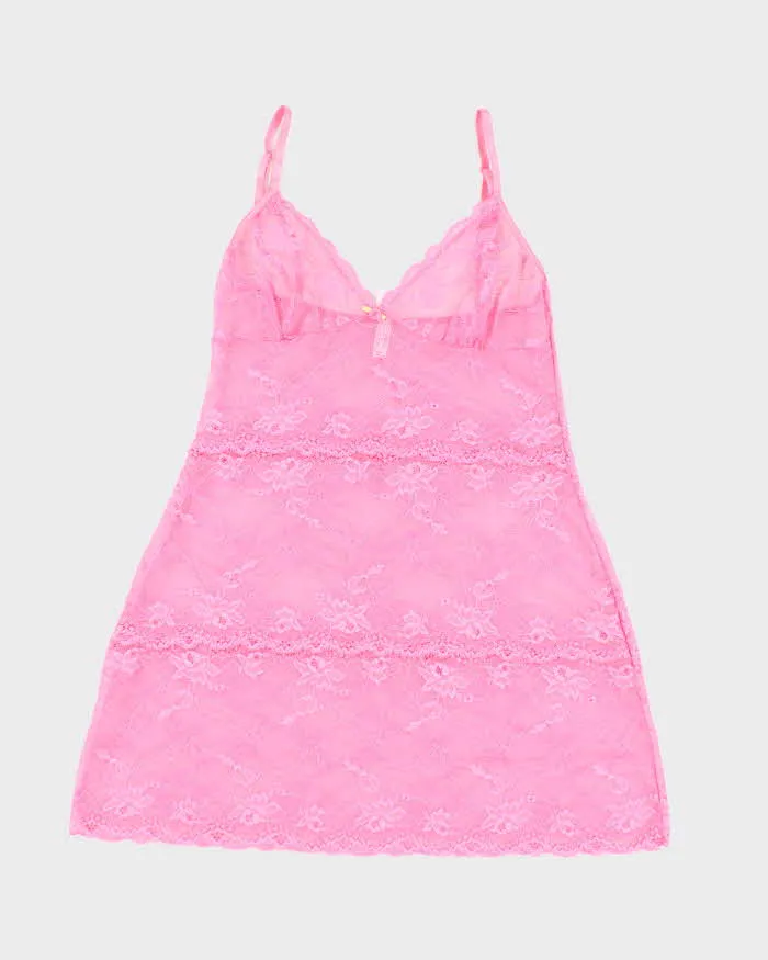 Vintage Y2k 00s Blush Lace Slip Dress - S sold by Rokit