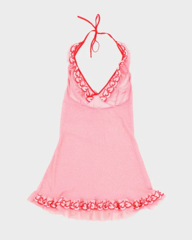 Vintage Y2k 00s Leg Avenue Mesh Polka Dot Halter Slip Dress - S sold by Rokit