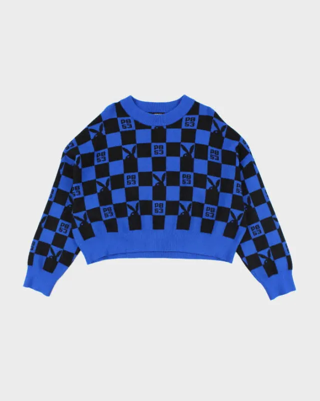 Vintage Y2K Playboy Checked Cropped Knit Jumper - XL sold by Rokit