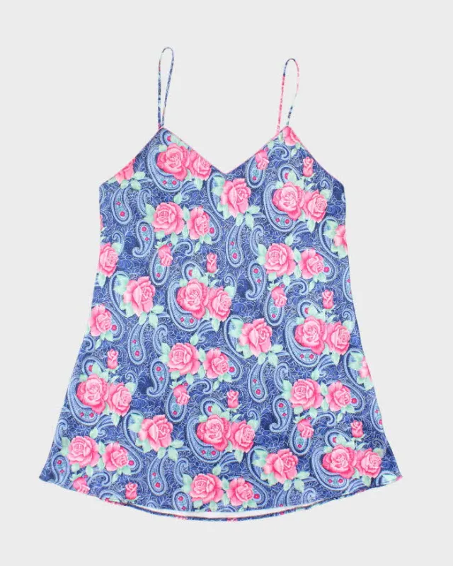 Vintage 90s Sleep Solutions Floral Satin Slip Dress - L sold by Rokit