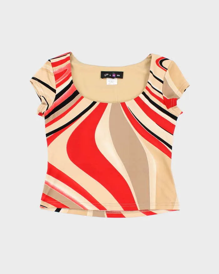 Vintage Y2k 00s Plum Swirl Pattern Top - S sold by Rokit