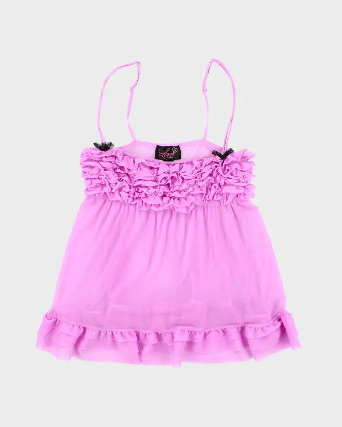 Vintage Y2k 00s La Senza Mesh Ruffle Cami - M sold by Rokit