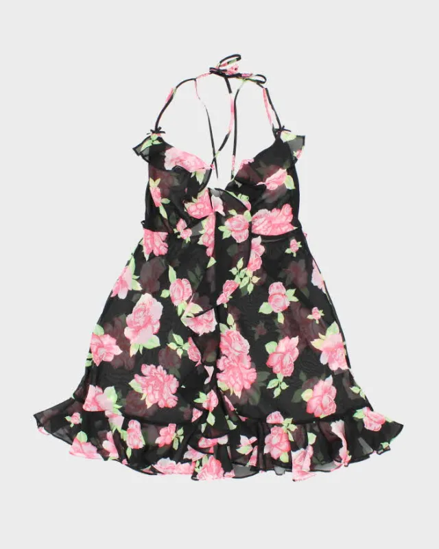 Vintage Y2k 00s La Vie En Rose Mesh Floral Slip Dress - M sold by Rokit
