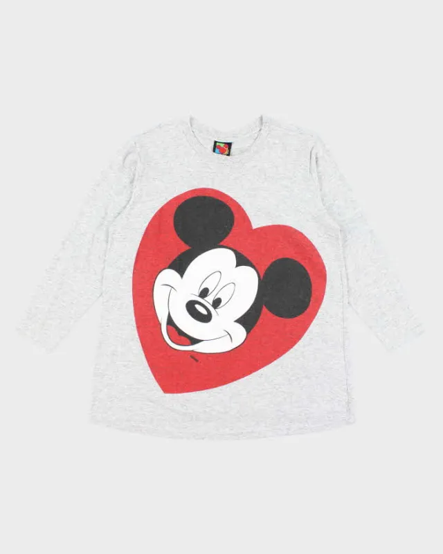 Vintage 90's Disney Big Mickey Heart Graphic Long-sleeve T-Shirt - M sold by Rokit