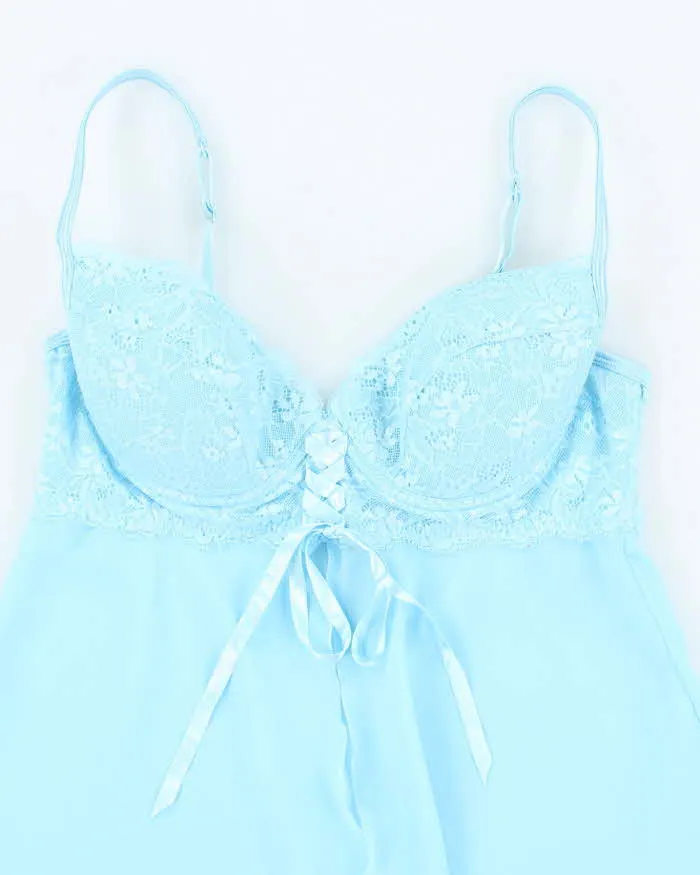 Vintage Y2k 00s La Senza Blue Mesh Lace-up Cami - L sold by Rokit product image thumbnail 3