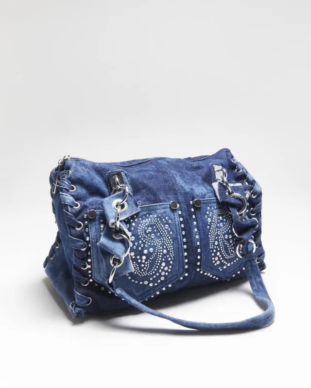 Vintage Y2k 00s Temptation Denim Rhinestone Handbag sold by Rokit