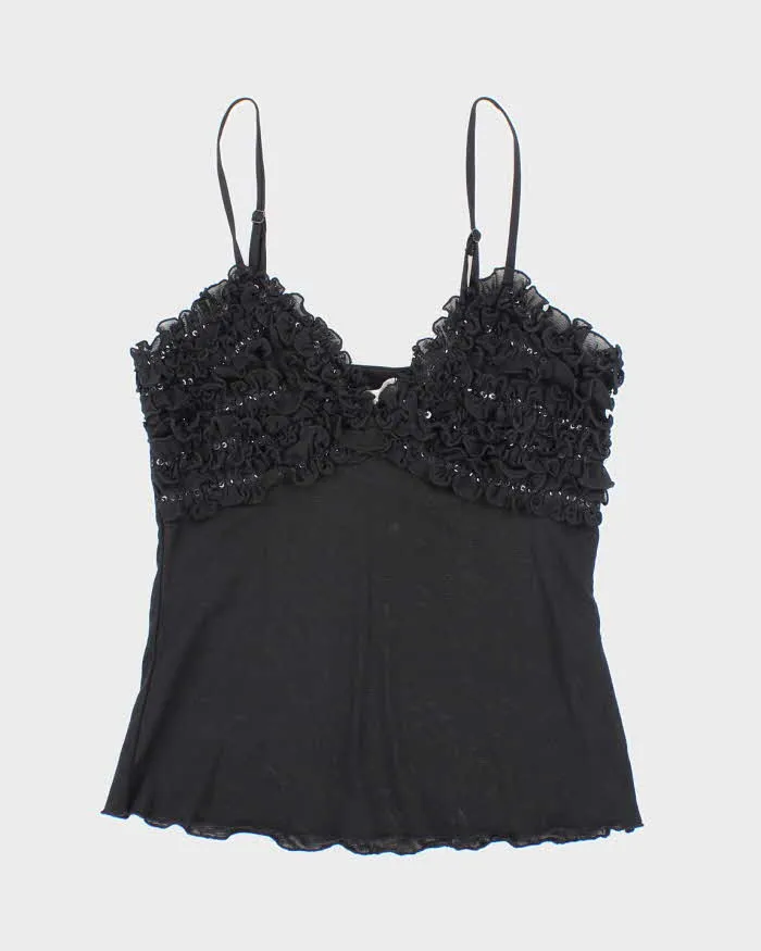 Vintage Y2k 00s Sirens Mesh Sequin Cami - S sold by Rokit