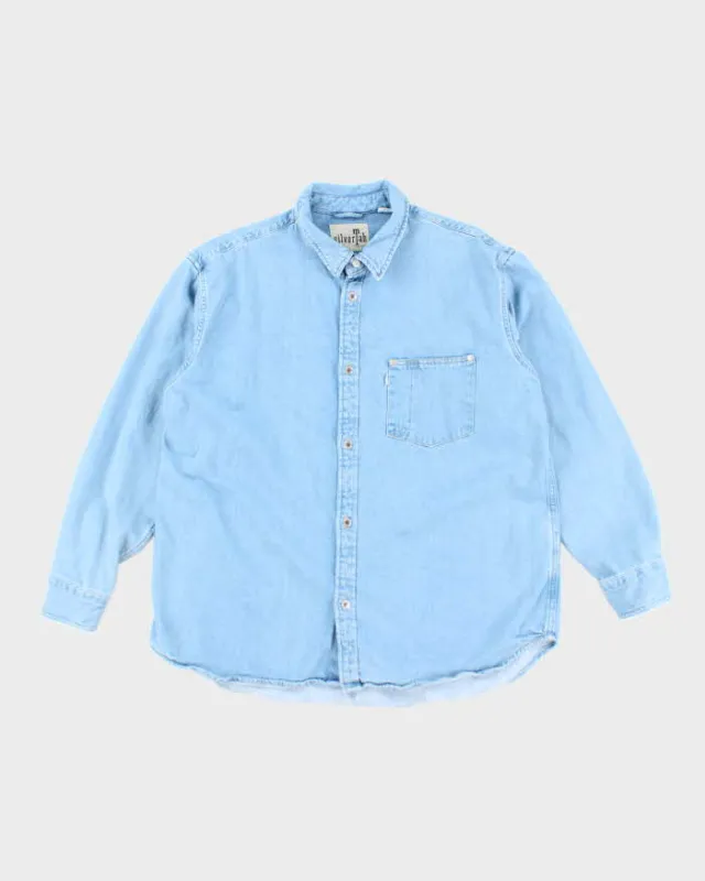 Vintage Levi's Silver Tab Heavyweight Light Wash Denim Shirt - L made by Levi's