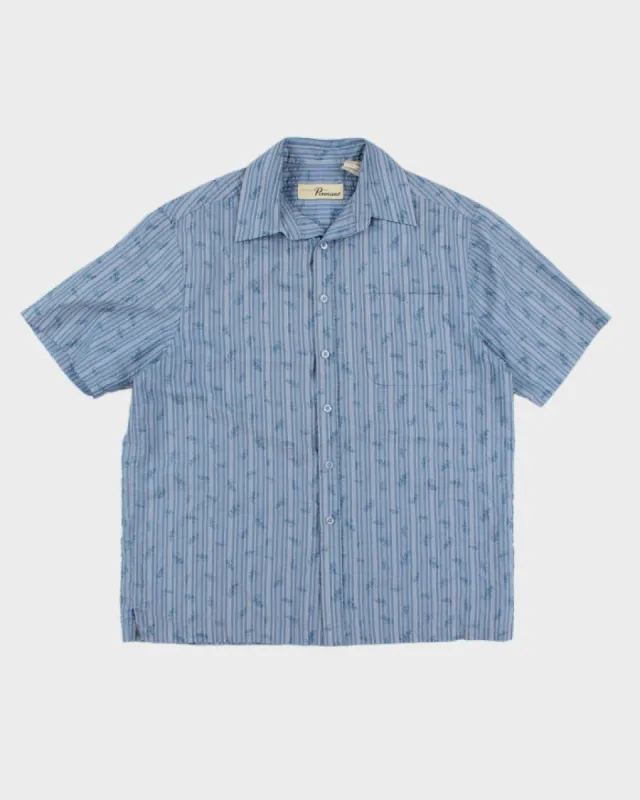 Penmans Striped Textured Blue Short Sleeve Shirt - M sold by Rokit