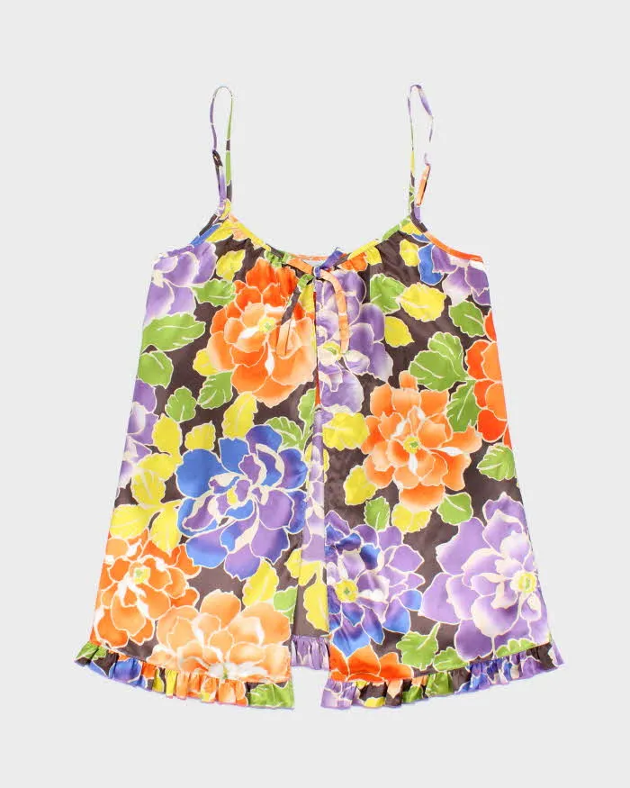 Vintage Y2k 00s La Senza Satin Floral Tie-front Cami - M sold by Rokit