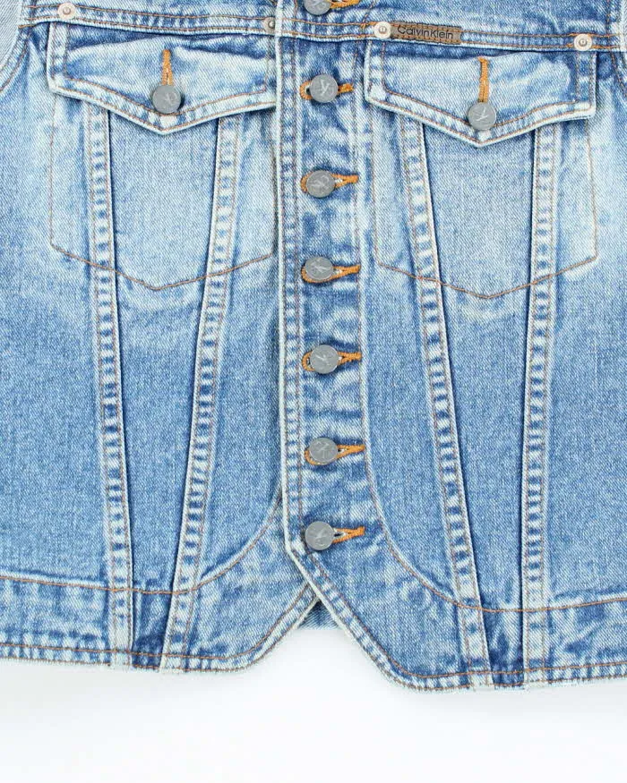 Vintage Y2K Calvin Klein Light Wash Denim Gilet - M sold by Rokit product image thumbnail 4