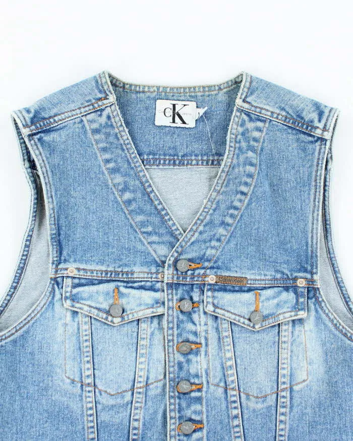 Vintage Y2K Calvin Klein Light Wash Denim Gilet - M sold by Rokit product image thumbnail 3