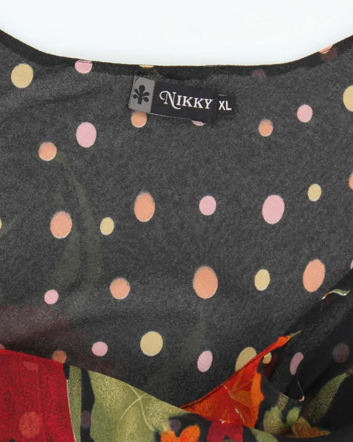 Vintage 90s Nikky Mesh Polka Dot Floral Slip Dress - XL sold by Rokit product image thumbnail 5