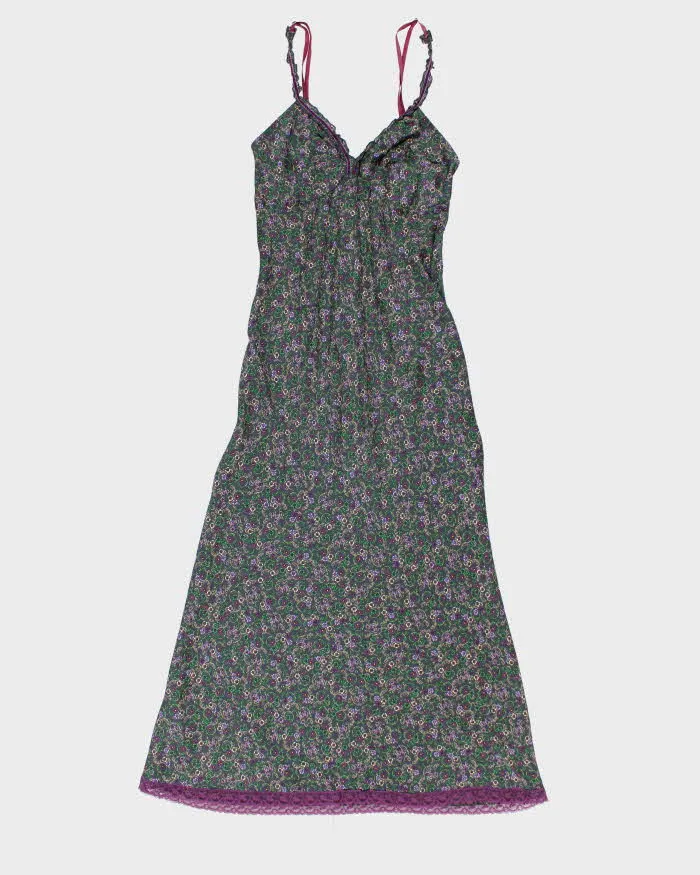 Vintage Oltre Floral Satin Maxi Dress - S sold by Rokit