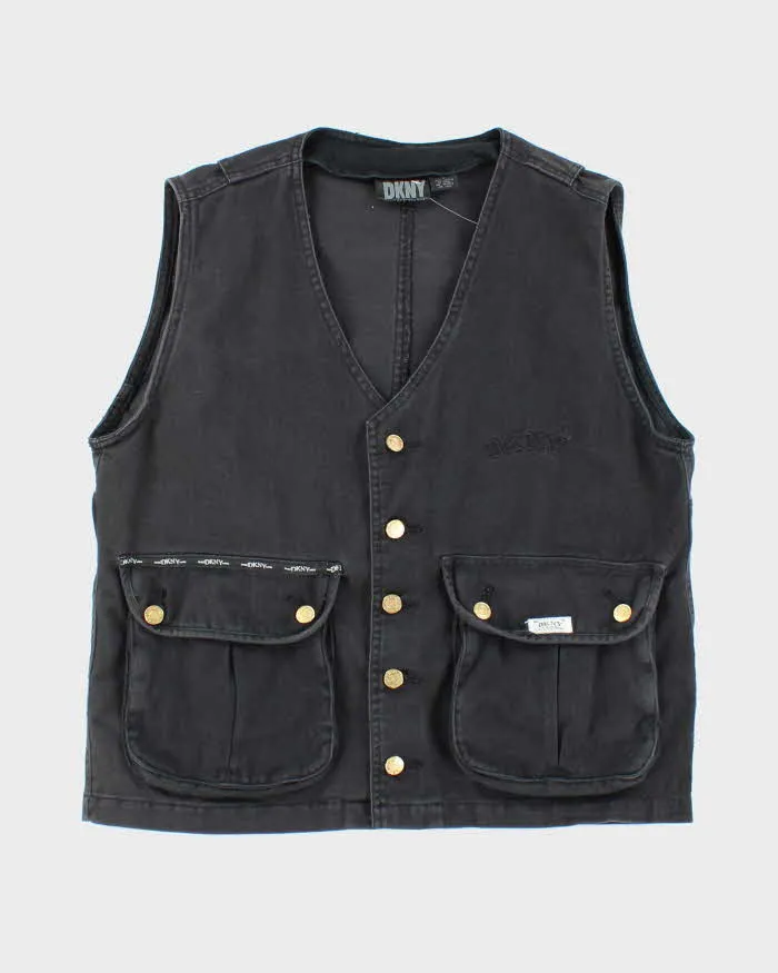 Vintage Y2K DKNY Embroidered Logo Gilet - L sold by Rokit