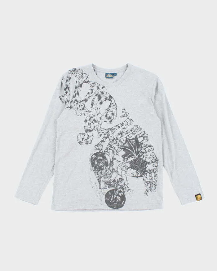 Vintage Y2K Biker Drawing Gothic Graphic Long-sleeve T-Shirt - M sold by Rokit