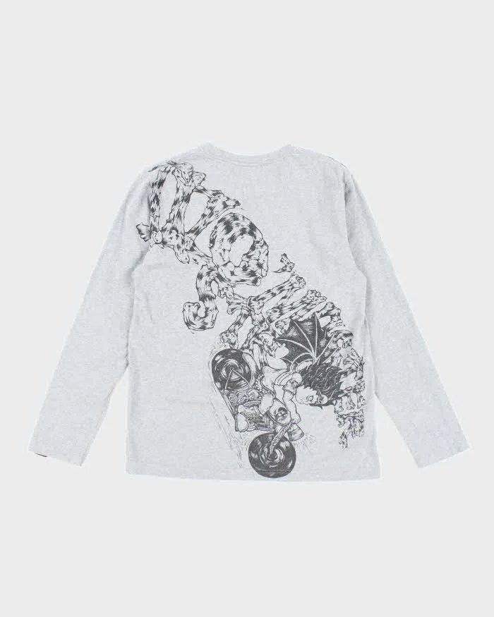 Vintage Y2K Biker Drawing Gothic Graphic Long-sleeve T-Shirt - M sold by Rokit product image thumbnail 2