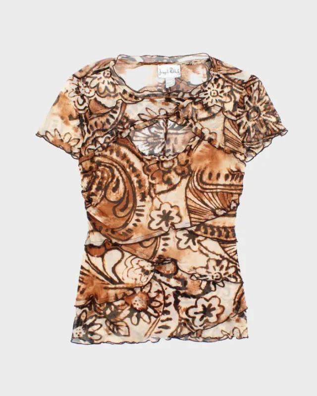 Vintage Y2k 00s Joseph Ribkoff Leopard Print Mesh Top - S sold by Rokit