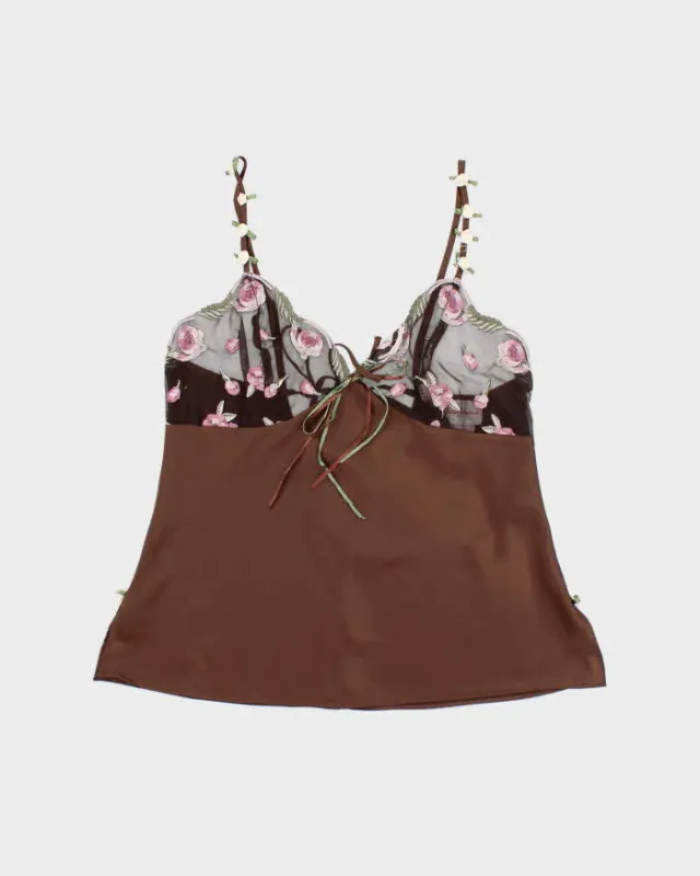 Vintage 90s Brown Satin Cami - M sold by Rokit