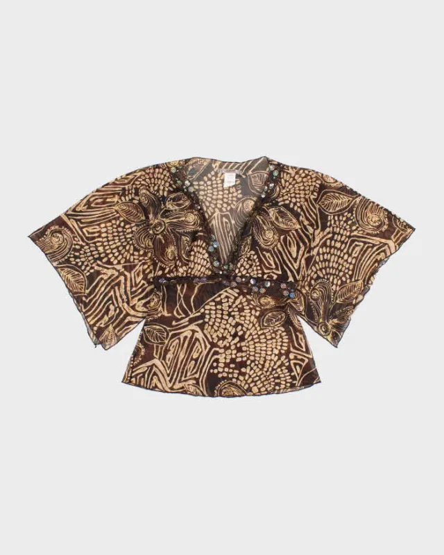 Vintage Y2k 00sCeline Sheer Sparkly Blouse - S sold by Rokit