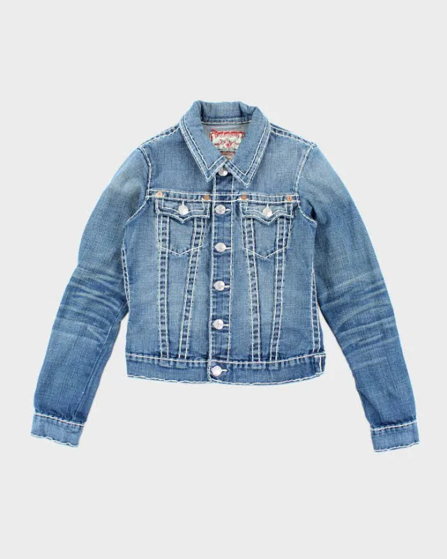 Vintage Y2K True Religion Cropped Light Wash Denim Jacket - S made by True Religion