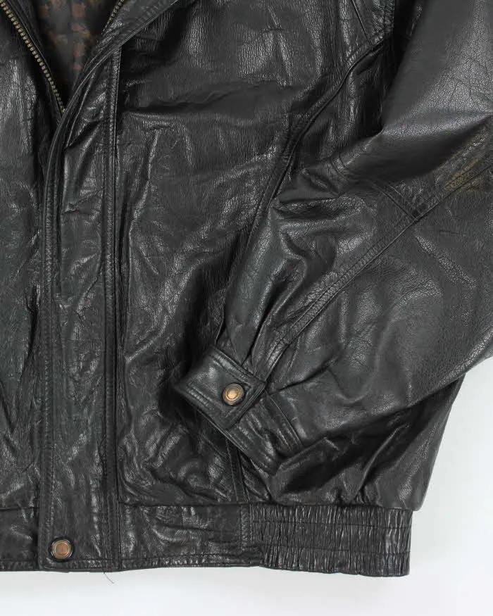 Vintage Danier Black Leather Bomber Jacket - L sold by Rokit product image thumbnail 4