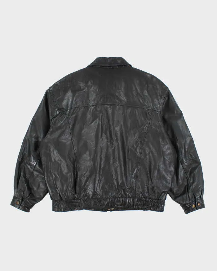 Vintage Danier Black Leather Bomber Jacket - L sold by Rokit product image thumbnail 2