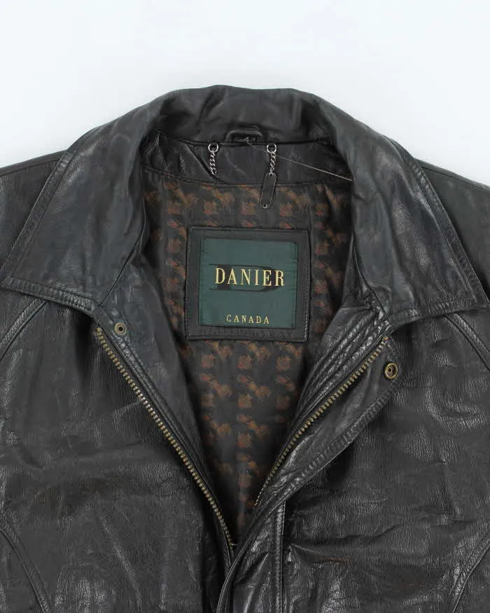 Vintage Danier Black Leather Bomber Jacket - L sold by Rokit product image thumbnail 3